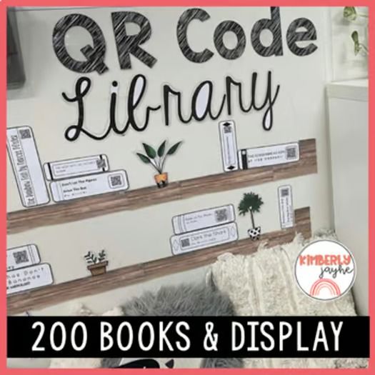 there is a sign on the wall that says or code library and books & display