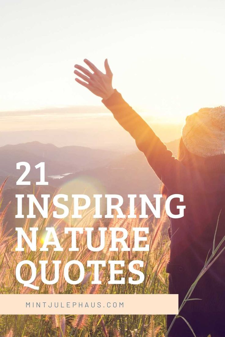 a person standing on top of a grass covered hill with the words 21 inspirational nature quotes