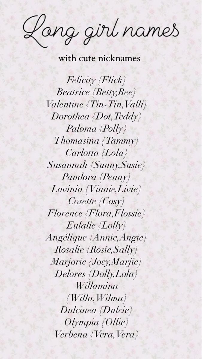 Baby name list Writers Username Ideas, Cute Names With Nicknames, Unique Women Names, Cute Girly Name, Girl Names With Nicknames List, Feminine Names With Masculine Nicknames, Unique Pretty Names, Name Ideas With Nicknames, Girl Name Ideas Aesthetic