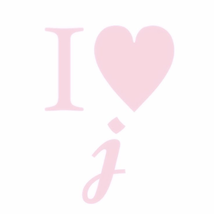 the word i love j is written in pink with a heart on it's side