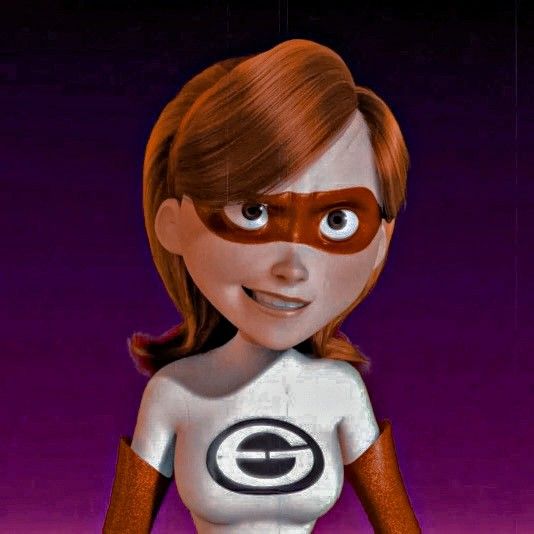 a woman in a white shirt and red pants with a mask on her face, standing next to a purple background