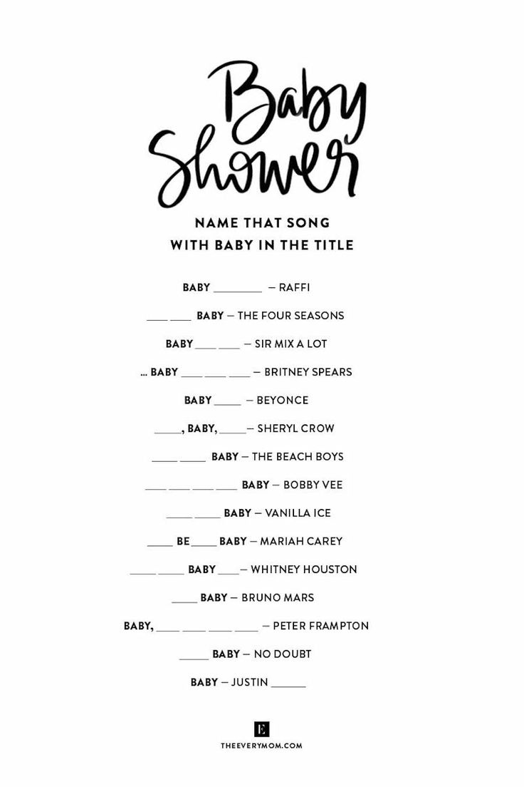 the baby shower game is shown in black and white, with words that spell it out