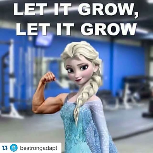 a frozen princess flexing her muscles with the words let it grow, let it grow