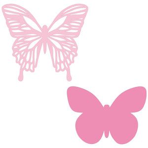 two pink butterflies on a white background, one is cut out and the other is drawn