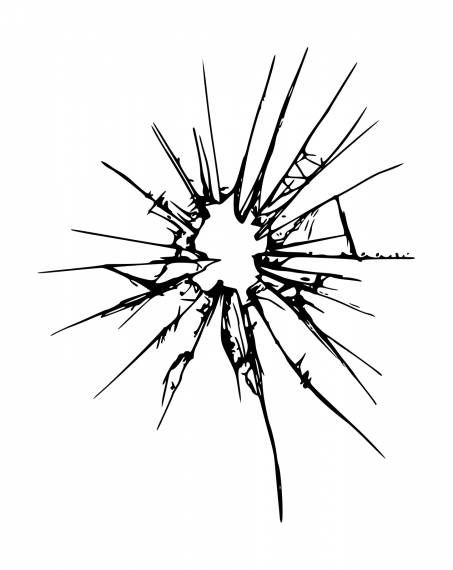 a broken glass is shown in black and white