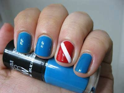 Scuba Nails :D  I must give this a try hahahaha Diving Pictures, Scuba Diving Tank, Diver Art, Dive Flag, Diving Underwater, Diver Down, Scuba Diving Gear, Diving Gear, Simple Nail Art Designs