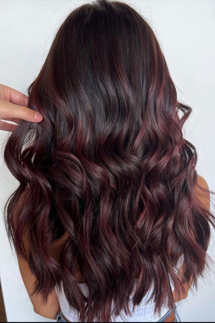 Dark Brown Hair Balayage, Red Balayage Hair, Wine Hair Color, Mahogany Hair, Black Hair Balayage, Brown Hair Looks, Wine Hair, Hair Color Streaks, Dark Red Hair