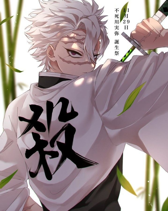 an anime character with white hair holding two swords