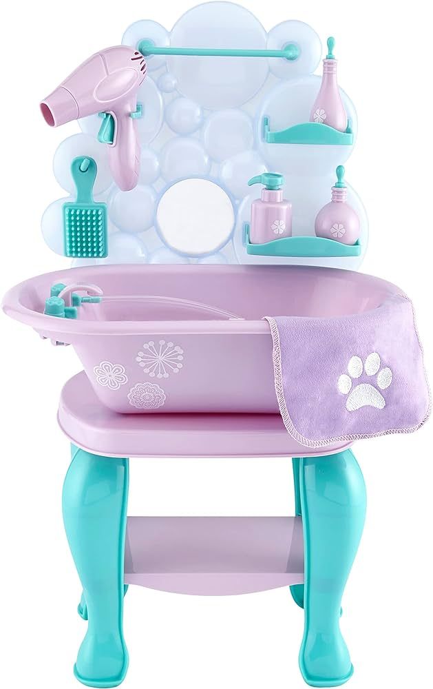 a toy bathtub with toys in it on a white background for children's play