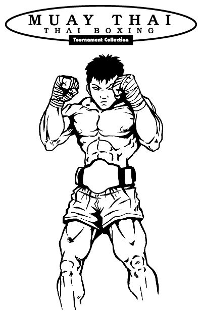 a black and white drawing of a man with boxing gloves on his chest, standing in front of a white background