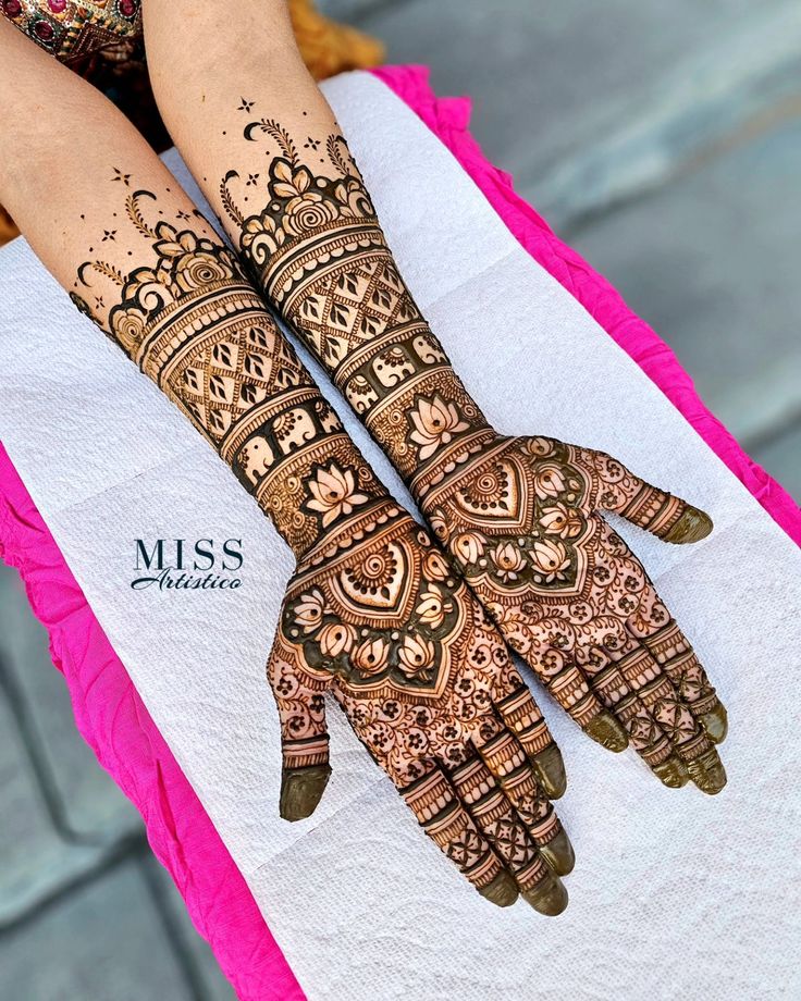 two hands with henna designs on them