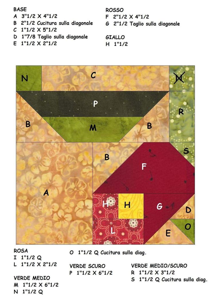 an image of a quilt pattern with letters and numbers on the bottom, in different colors