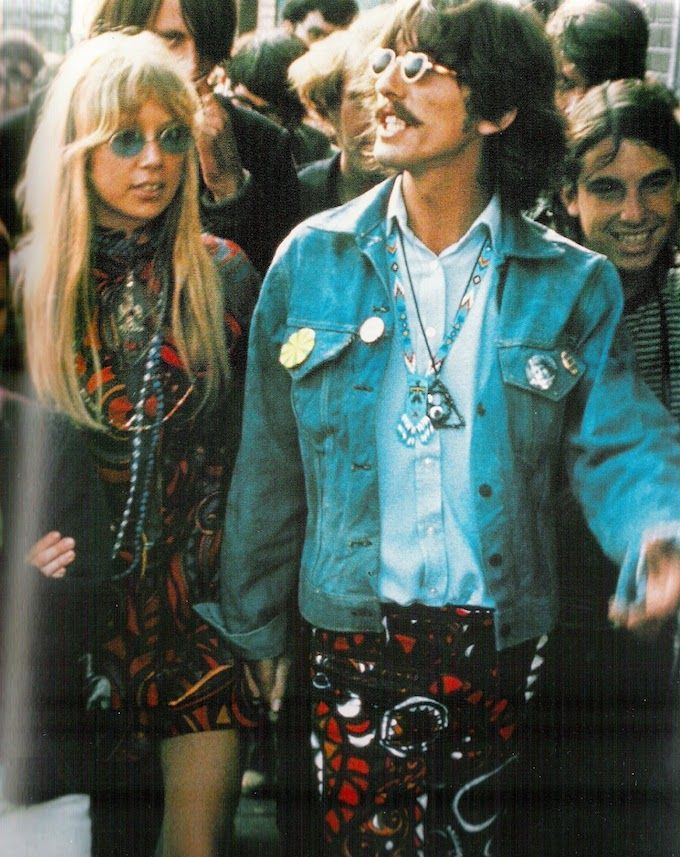 An Ode to George Harrison // The Beatles, Because Spring 2015 George Harrison Pattie Boyd, Mundo Hippie, Hippies 1960s, 70s Mode, Looks Hippie, Pattie Boyd, Festival Mode, Woodstock 1969, 60s Hippie