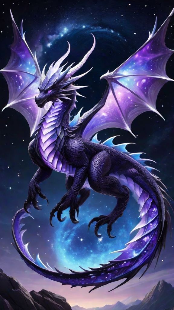 a purple dragon sitting on top of a mountain