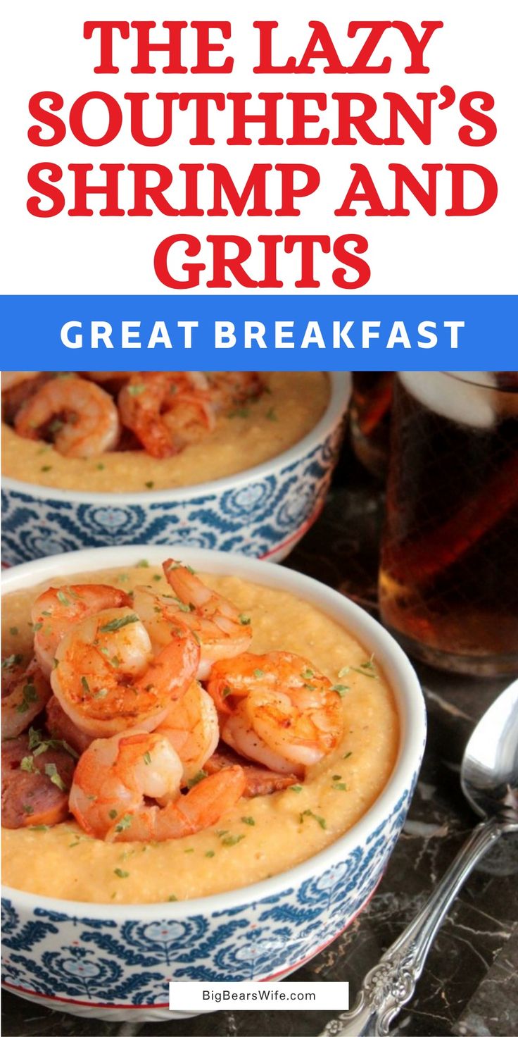 We love shrimp and grits but we need quick and simple after work! This is the version that we love when we're in a hurry or when we've had a super long day at work! We call this, "The Lazy Southern's Shrimp and Grits". Best Shrimp And Grits Recipe, Cheesy Grits Recipe, Easy Shrimp And Grits, Southern Shrimp And Grits, Shrimp Grits Recipe, Quick Grits, Grits Casserole, Shrimp N Grits Recipe, Grits Recipe