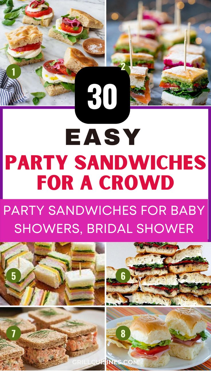 party sandwiches for a crowd with text overlay