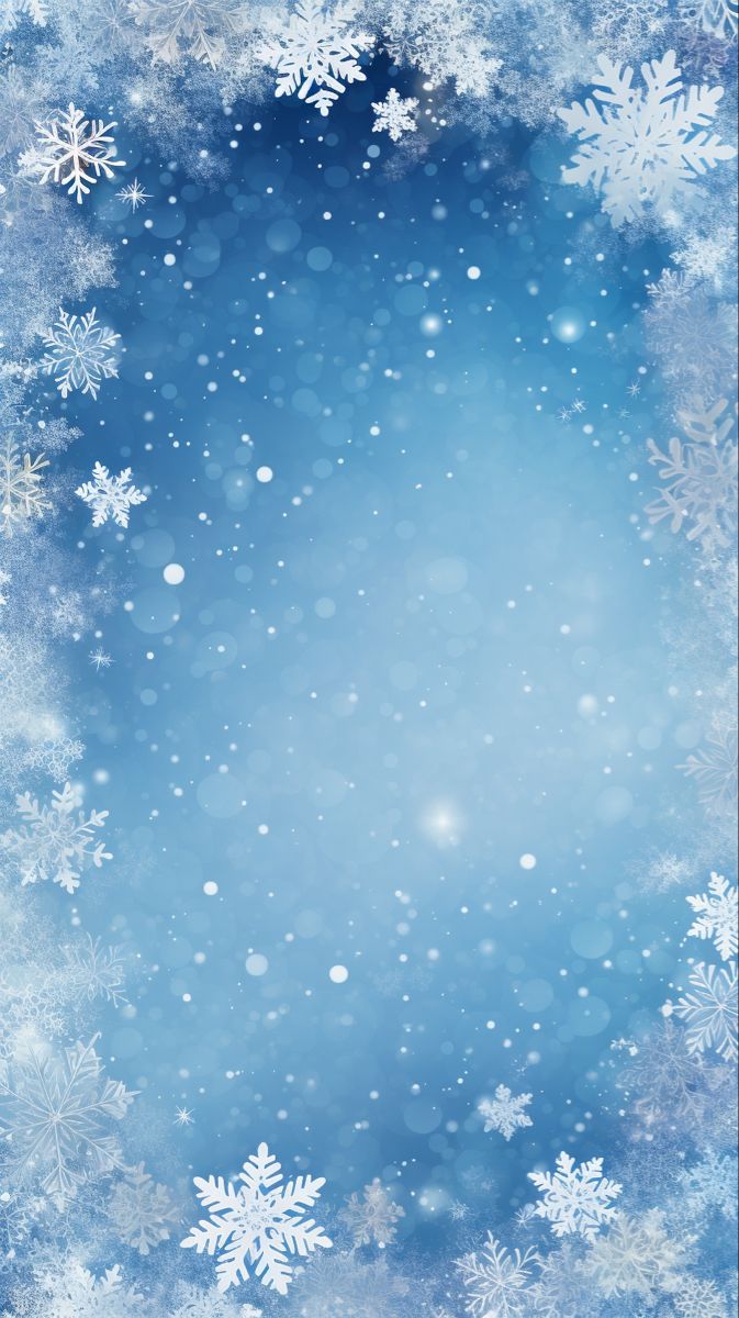 a blue background with snow flakes and stars