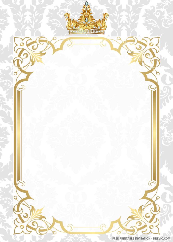 a white and gold frame with a crown on top