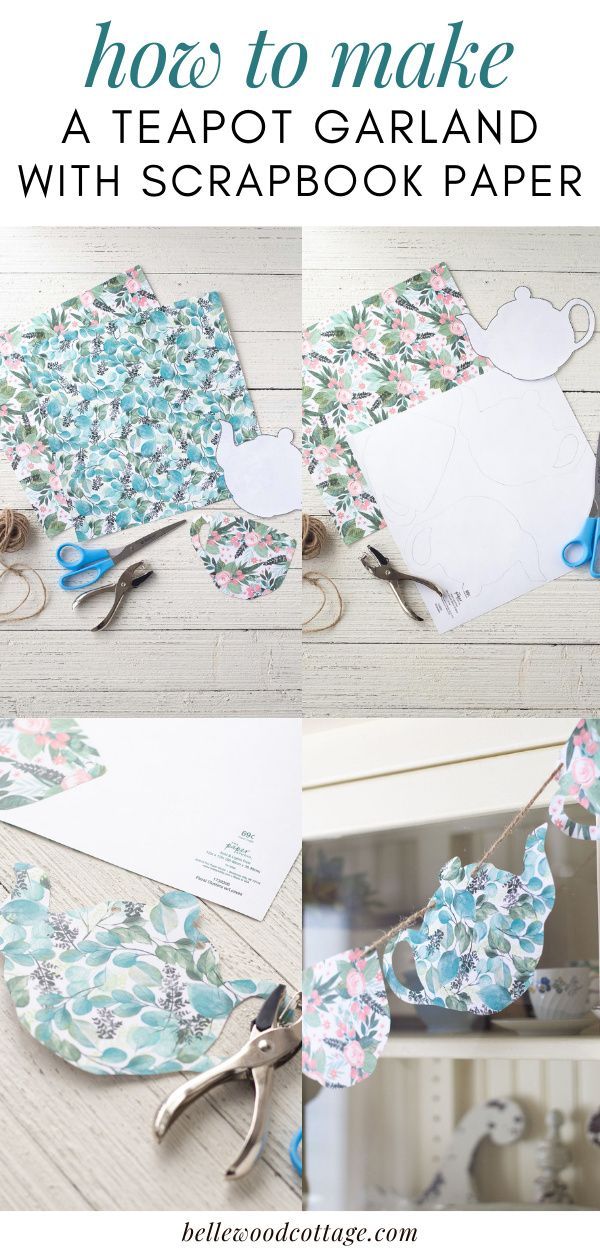 how to make a teapot garland with scrapbook paper