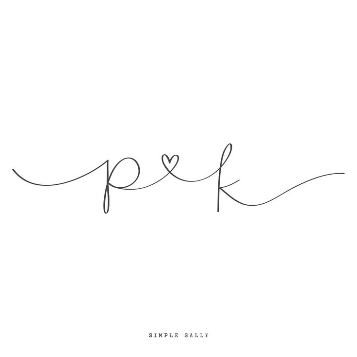 the word pk is written in cursive handwriting with a heart on it