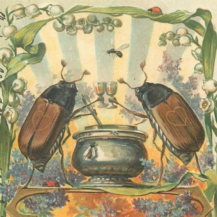 two bugs sitting on top of a pot