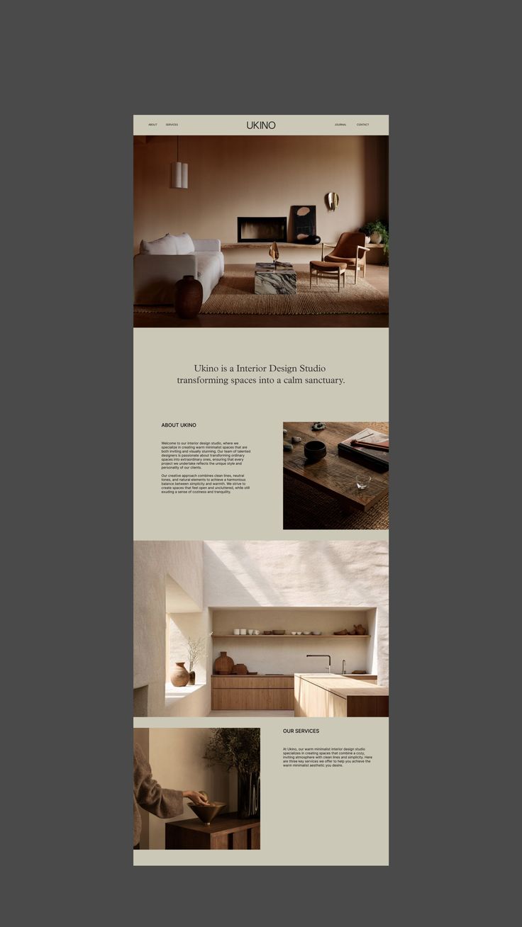 an image of a web page with furniture and interior design elements in the same section