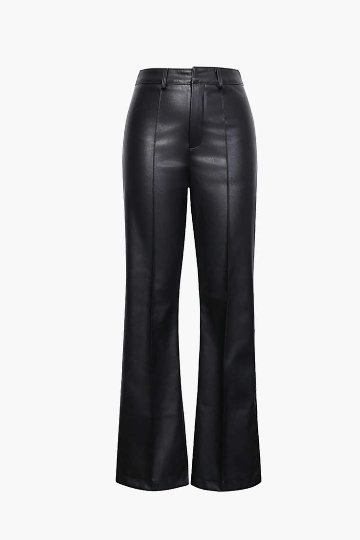 Faux Leather Straight Leg Pants, Stylish Pants, Street Style Chic, Swimsuit Cover Ups, Street Style Looks, Grunge Fashion, Flare Pants, Straight Leg Pants, Fashion Pants