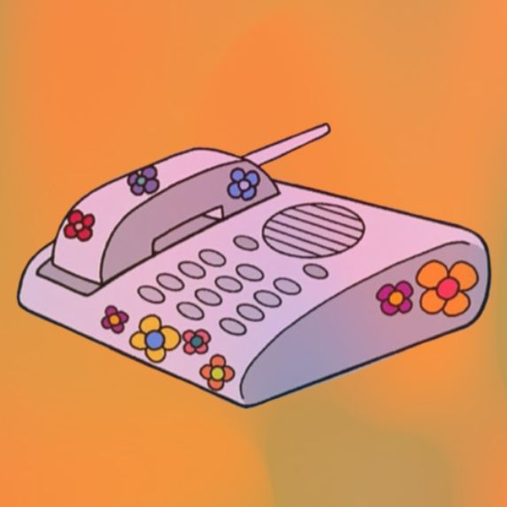 an old fashioned typewriter with flowers painted on it's front and back sides