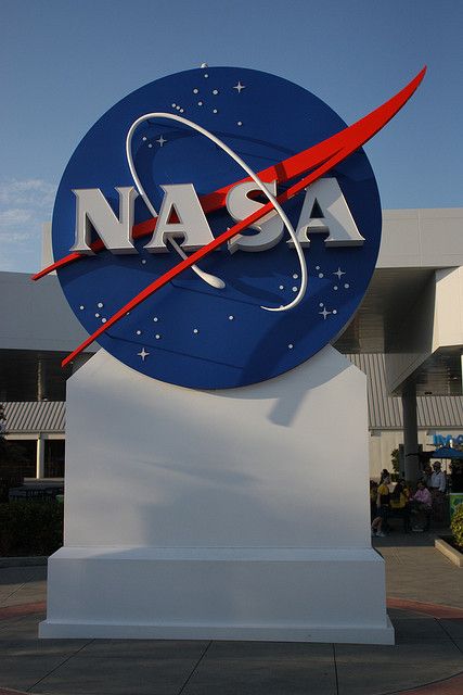 the nasa sign is in front of a building