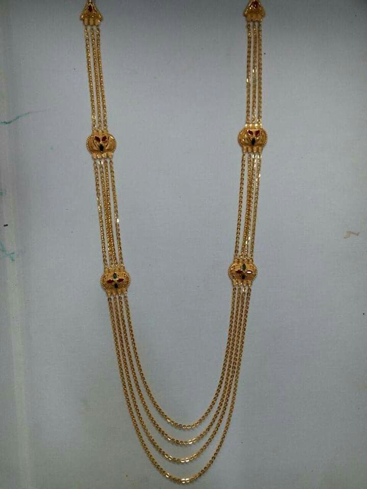 Steps Golusu Gold, Chandra Haaram Designs, Malabar Gold Jewellery Necklaces Simple, Steps Chain Gold Indian, Step Chains Designs, Long Haram Designs Indian Gold Latest, Ranihar Design Gold, Golusu Designs, Chandraharam Latest Designs