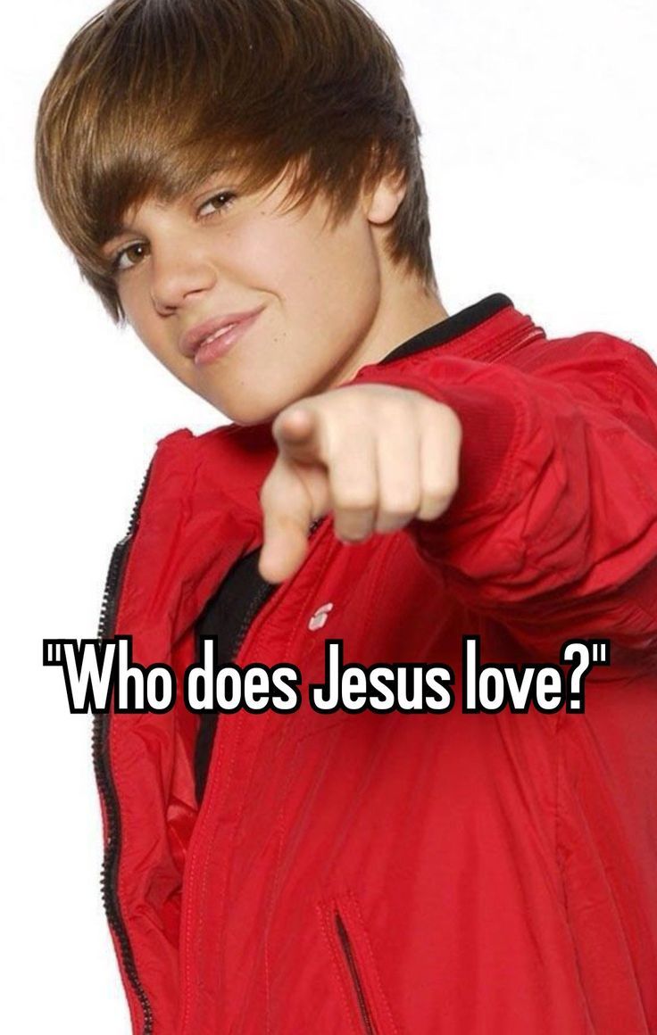 a young man pointing at the camera with text that reads who does jesus love?