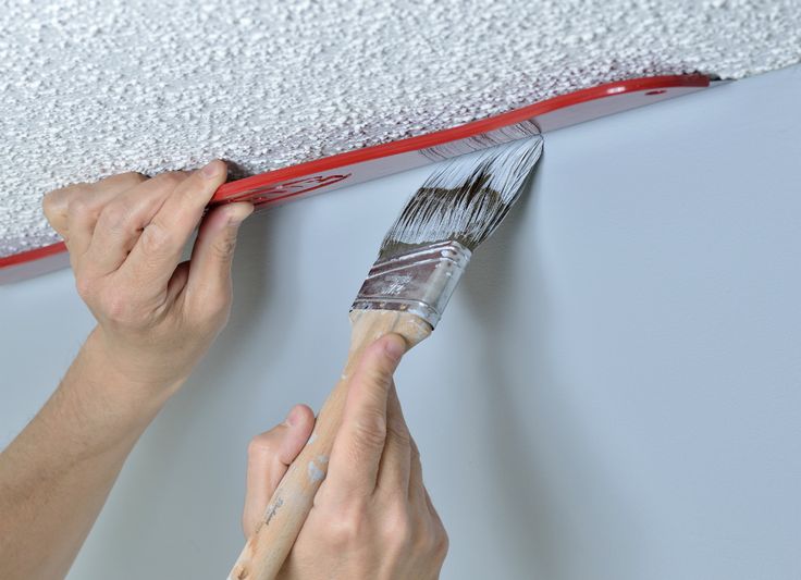 a person painting a wall with paint and a brush