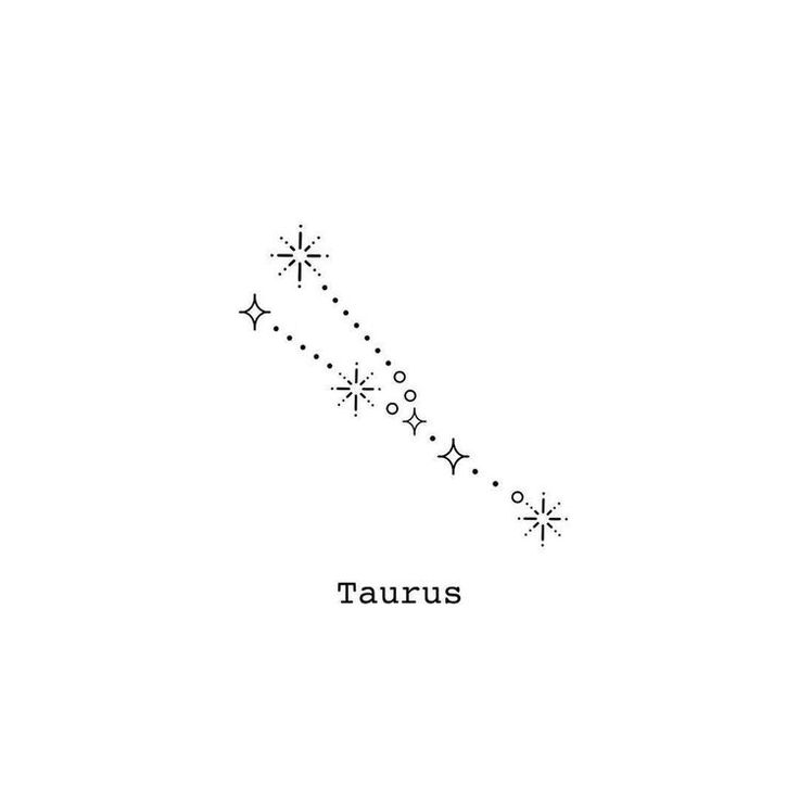 the zodiac sign taurus is depicted in black and white with stars on it's side