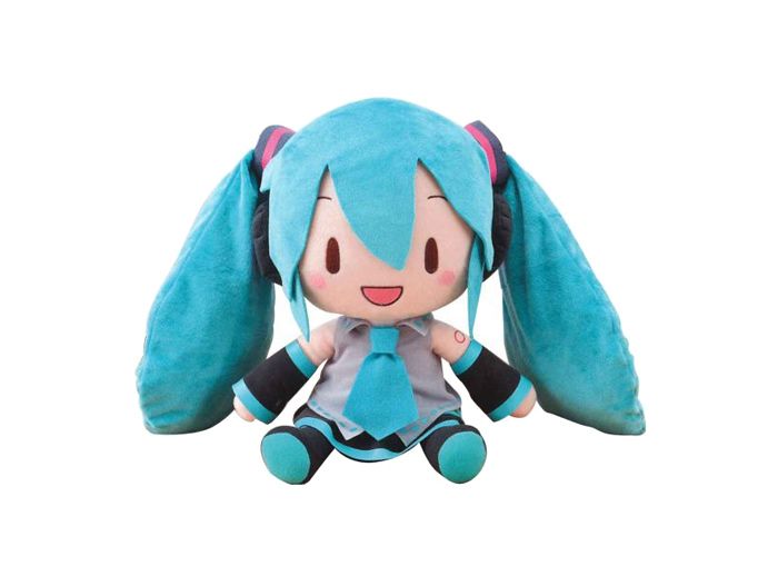 a stuffed animal with blue hair and ears