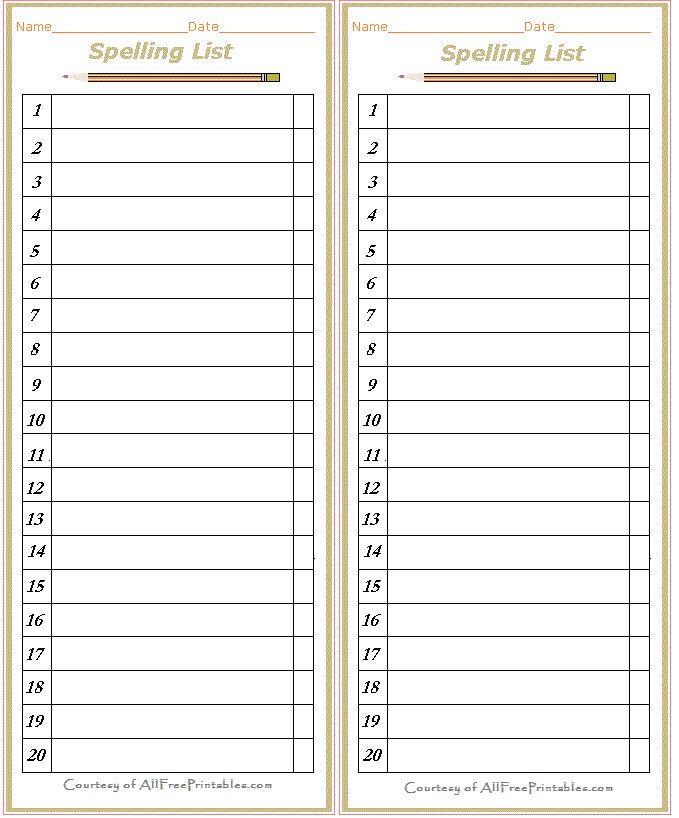 printable spelling list for kids to practice spelling the words and numbers in their handwriting