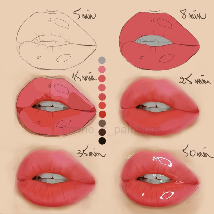 the steps in how to draw lips