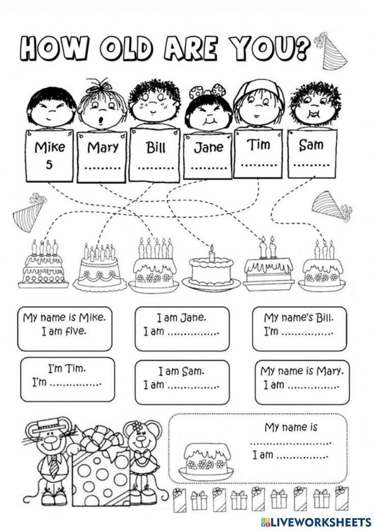 the worksheet for how old are you? with pictures and words on it