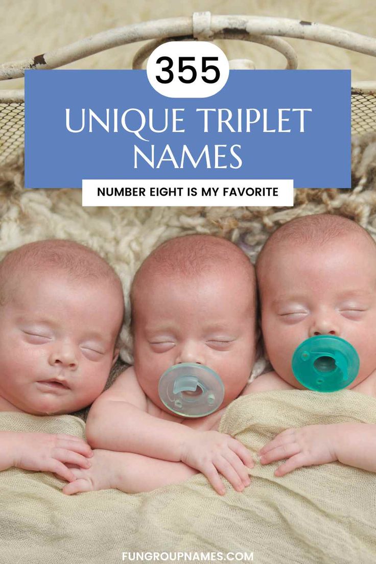 three baby babies are sleeping in a basket with the words, 35 unique triplet names