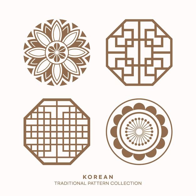 four circular designs with the words korean traditional pattern collection