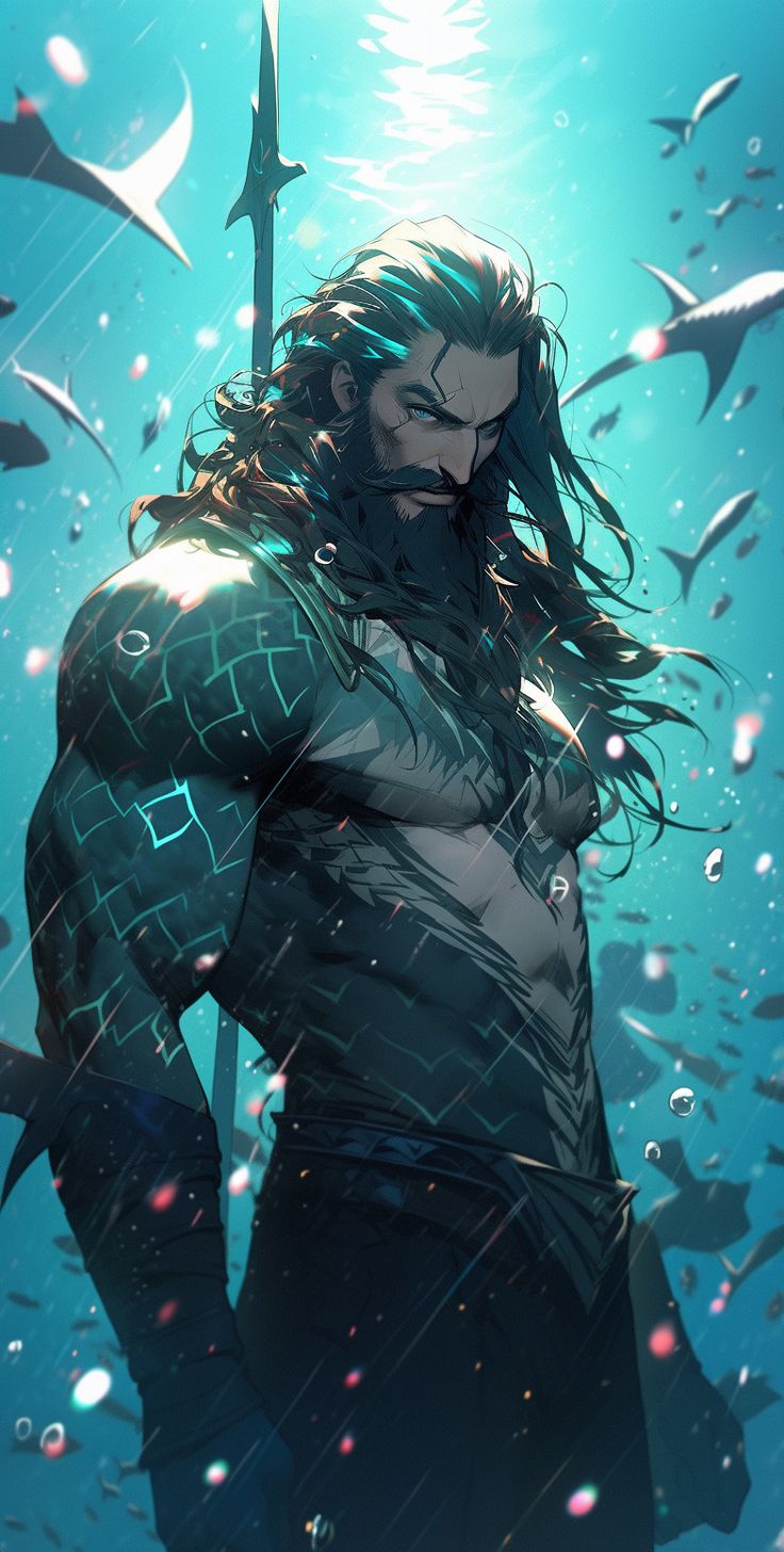 Poseidon Character Design, Merman Warrior, Merman Character Design, Aquaman Wallpaper, Aquaman Art, Aquaman Artwork, Dc Aquaman, Aquaman Comic, Jason Momoa Aquaman