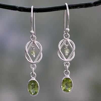 Peridot dangle earrings, 'Lime Knot' - Silver and Peridot Dangle Earrings Crafted in India Peridot Earrings, Wire Jewelry Designs, Ring Men, Diy Wire Jewelry, Wire Work Jewelry, Homemade Jewelry, Handmade Wire Jewelry, Work Jewelry, Silver Jewelry Handmade