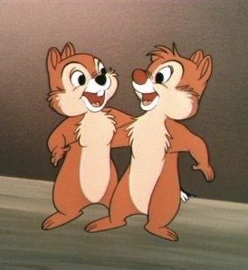 two cartoon animals standing next to each other