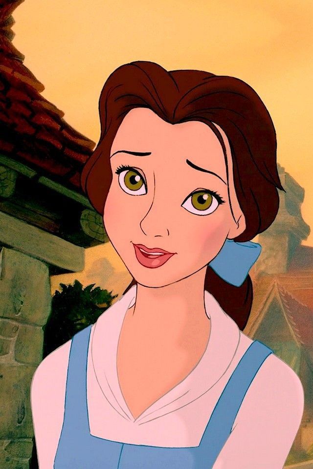 the princess from beauty and the beast is shown in this animated image, which appears to be looking like she's smiling