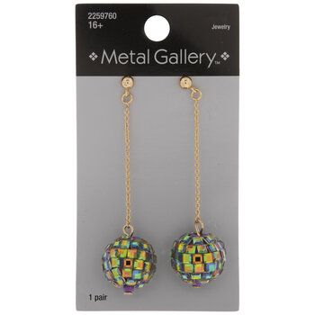 You'll be sure to turn heads when you wear these Iridescent Disco Ball Earrings! These sparkling, eye-catching earrings each feature a small sphere that's covered in faceted square rhinestones, giving them the appearance of disco balls. Each ball dangles from a metal chain, and the rhinestones have an iridescent finish that shimmers and shines in the light. Use them to put a finishing touch on a one-of-a-kind outfit! Details: 	 Dimensions: 2.38" x 0.63" 	 Type: Post 	 Material: Glass & Metal 	 C Disco Ball Earrings, Ball Earrings, Disco Balls, Shimmer N Shine, Disco Ball, Outfit Details, Metal Chain, Metal Jewelry, Jewelry Earrings