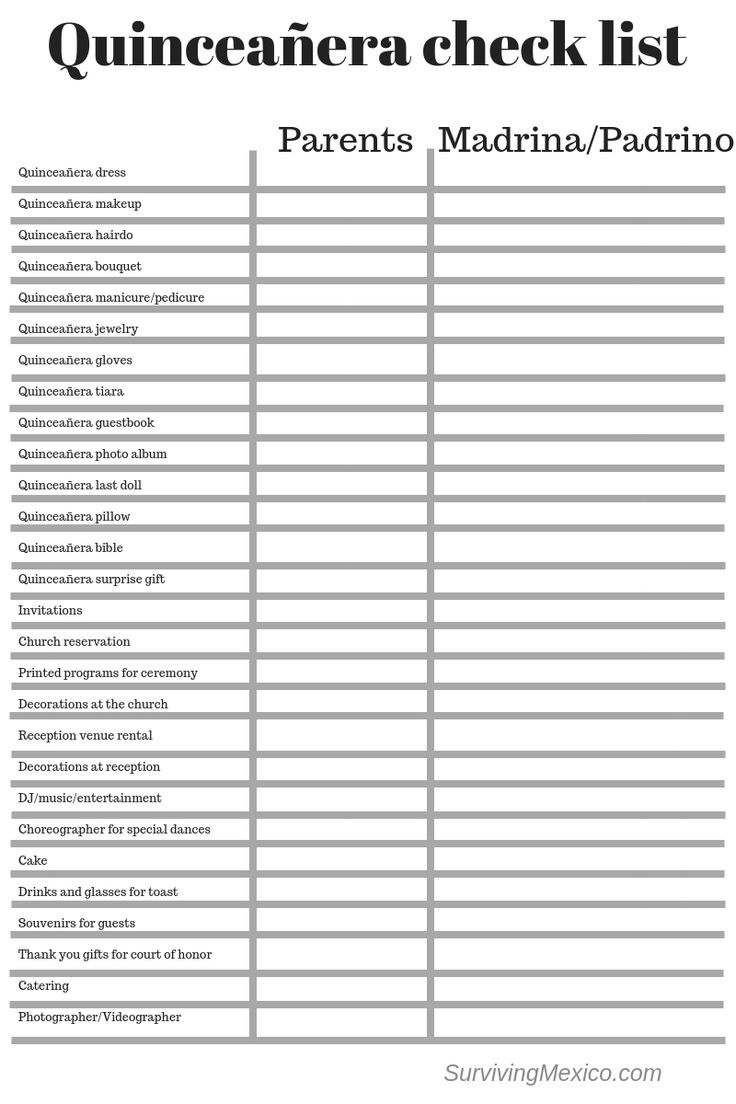 the list for parents and their children to check in with text that reads, quincanea