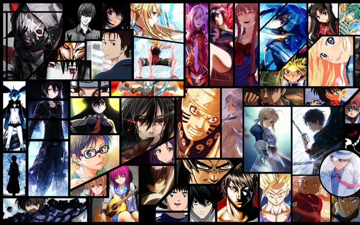 many different anime characters are grouped together