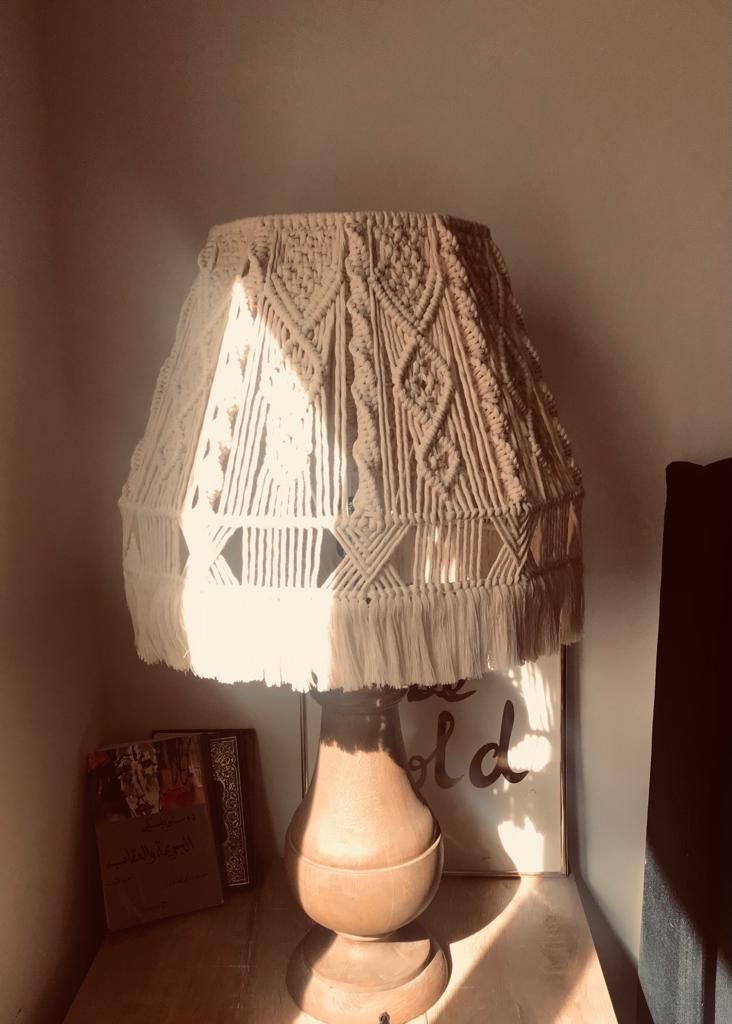 a lamp that is on top of a table