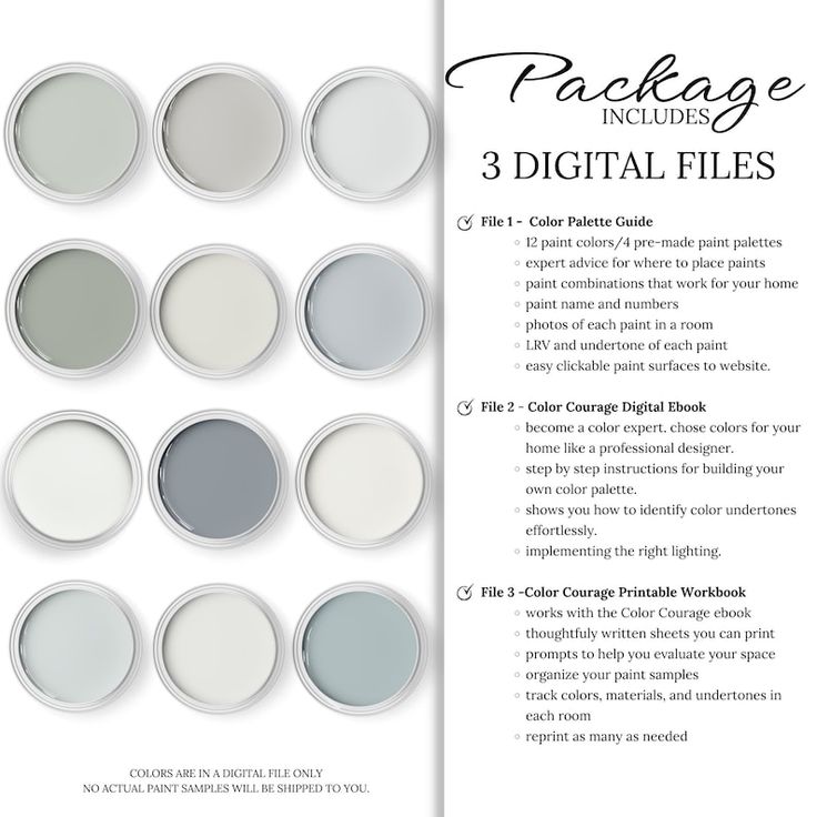 the package includes several different shades of gray and white paint, including one for each color