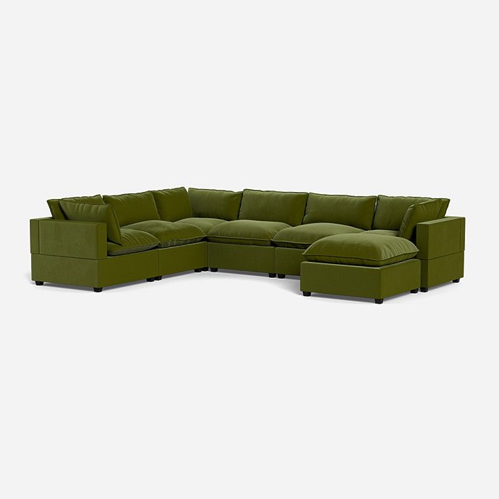 Albany Park, Kova Modern Modular Sectional Sofa - Cloud-Soft Comfort | Albany Park Corner Ottoman, Sofa Cloud, Most Comfortable Sofa, Olive Velvet, Albany Park, Beach House Kitchens, College Room, Modern Couch, Comfy Couch