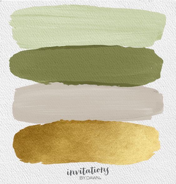 green and gold paint swatches with the words instantity written on them in white